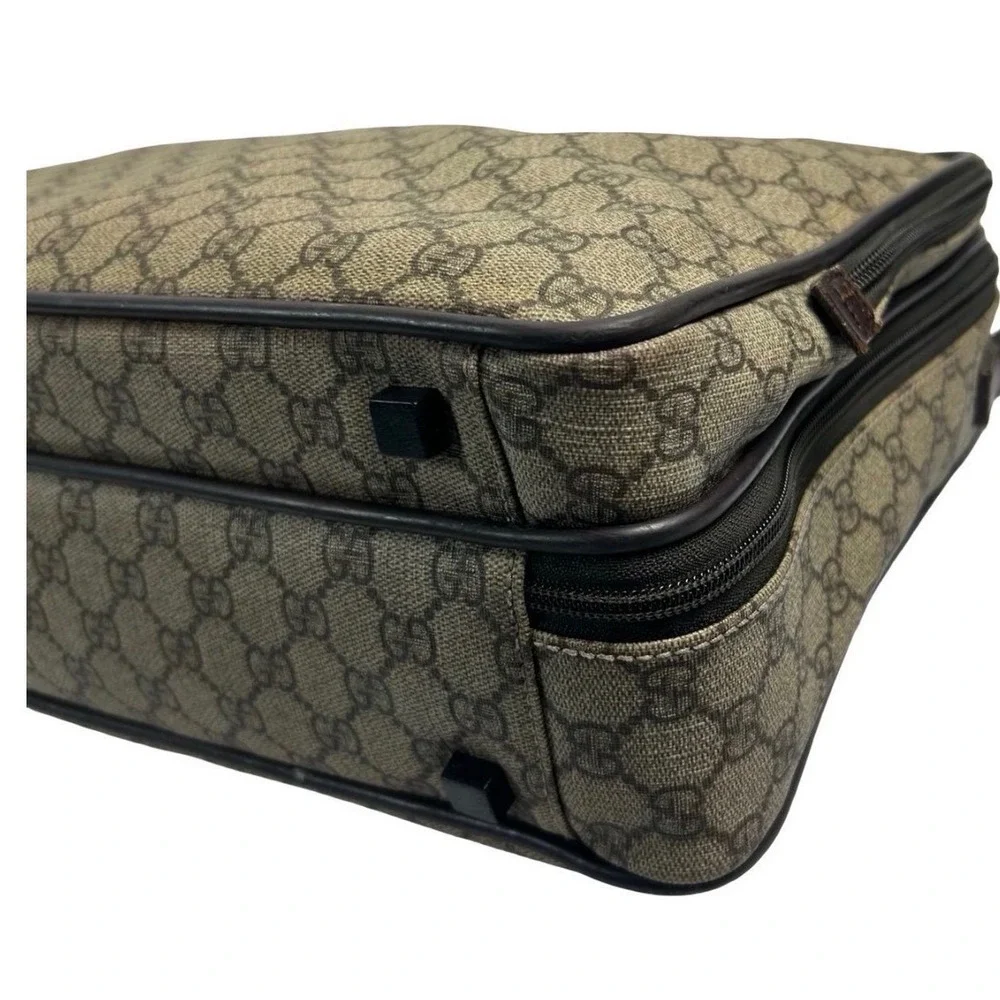 Gucci GG Supreme Briefcase Brown Leather Laptop Bag 28723 486628 Vintage